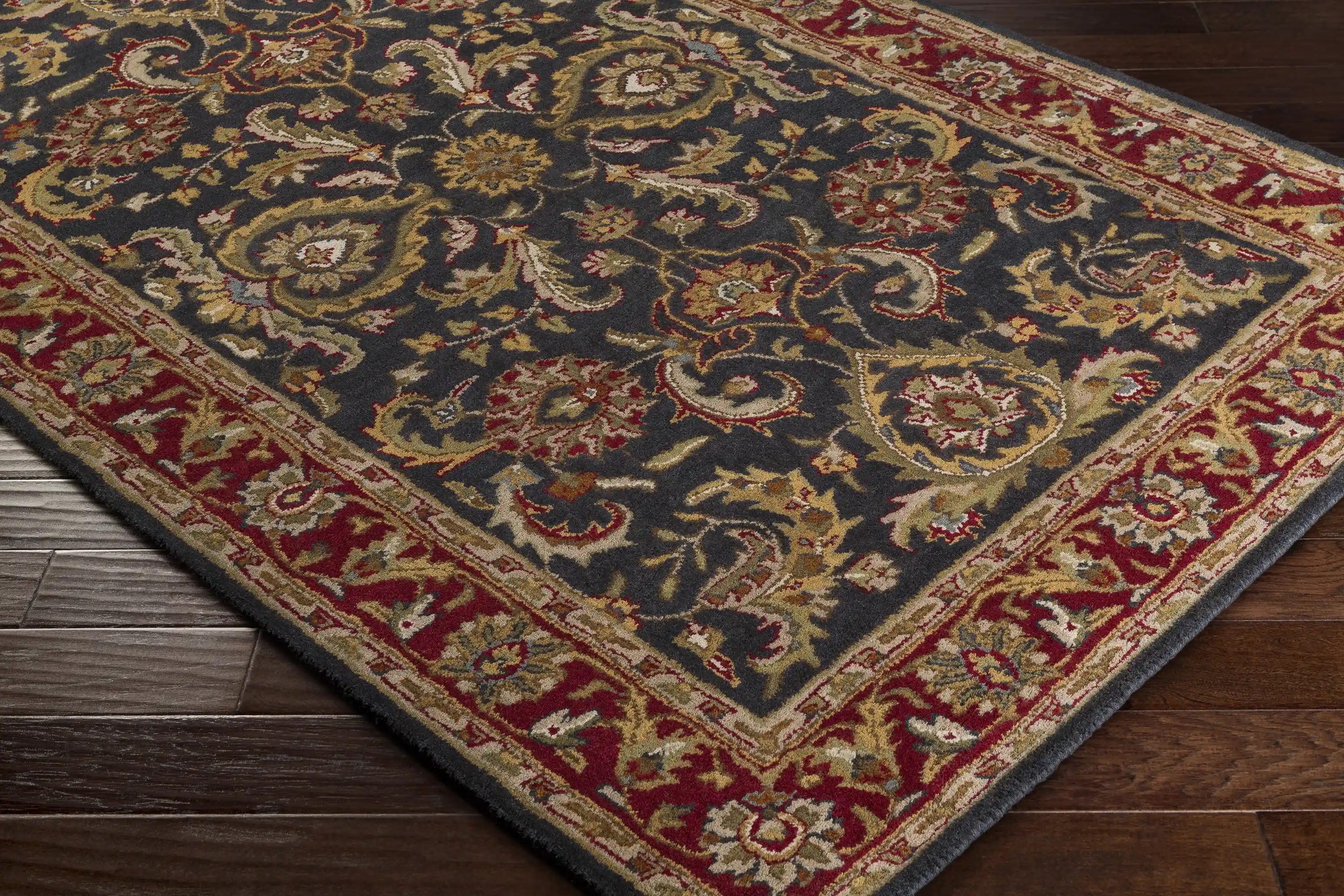 Hand Tufted Middleton Dark Brown and Red Wool Rug - Image 4