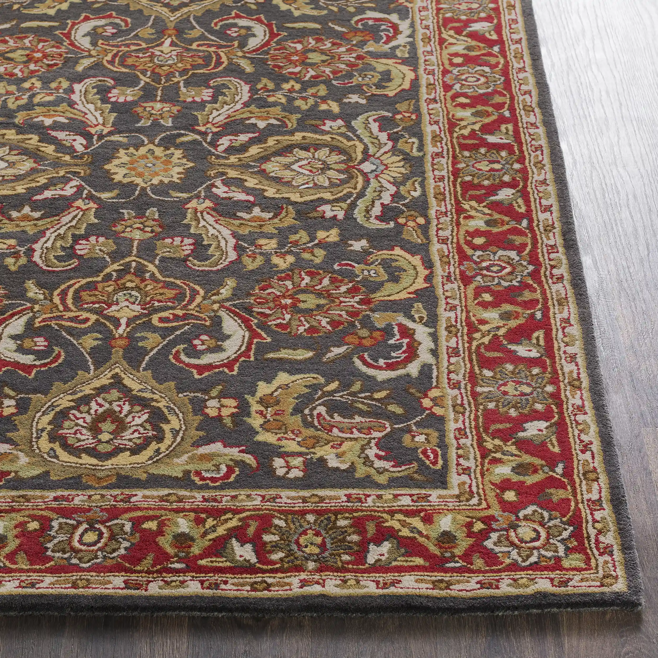 Hand Tufted Middleton Dark Brown and Red Wool Rug - Image 6