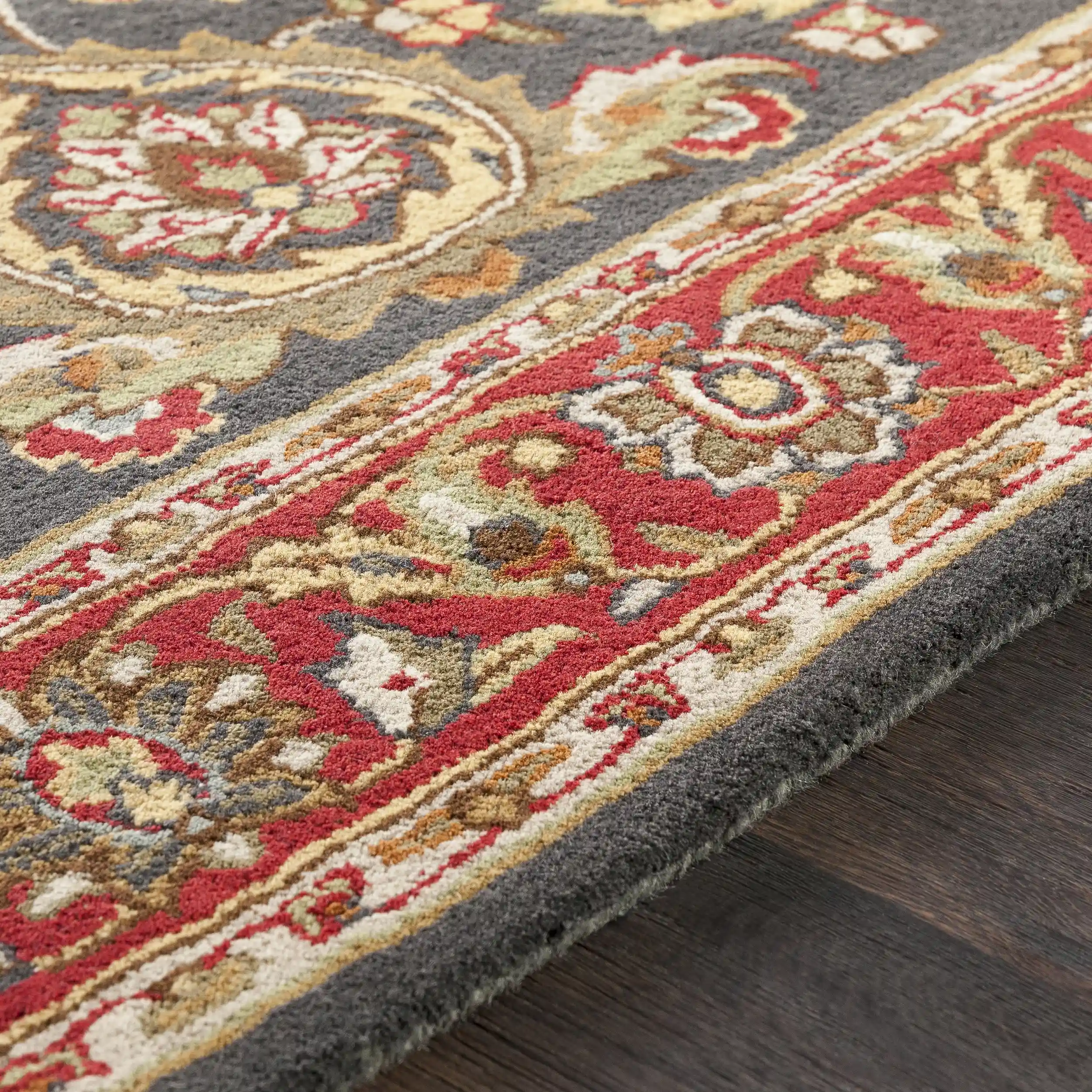 Hand Tufted Middleton Dark Brown and Red Wool Rug - Image 8