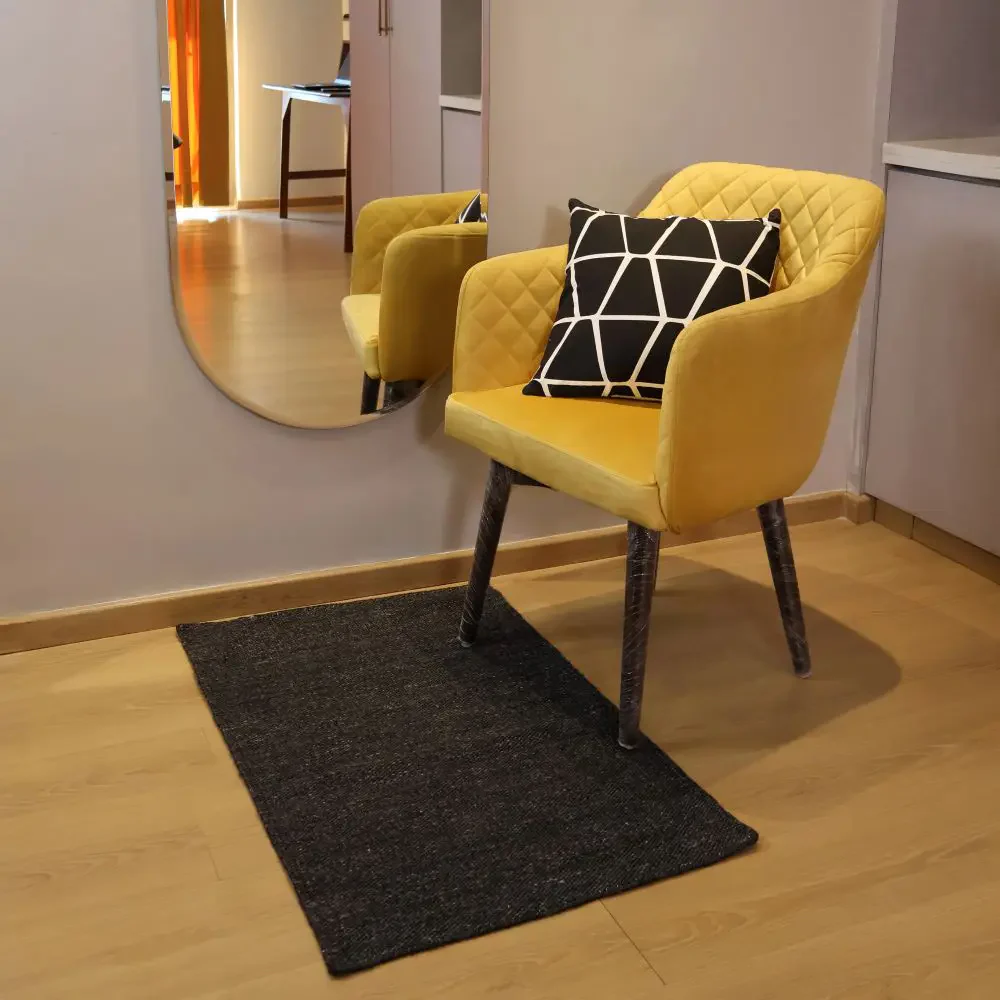 Hand-Woven Acacia Black Recycled Pet Yarn Rug - Image 3