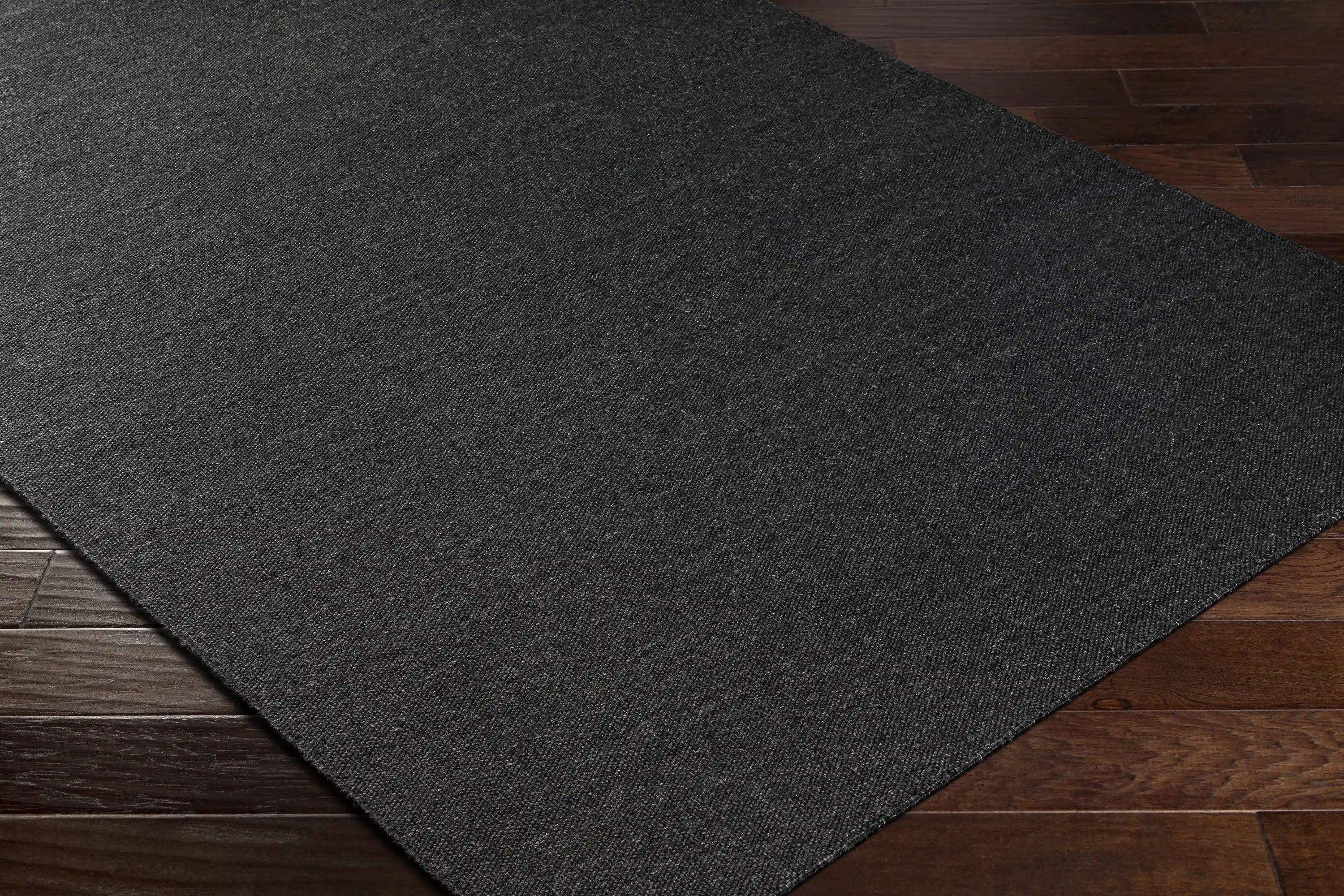 Hand-Woven Acacia Black Recycled Pet Yarn Rug - Image 6