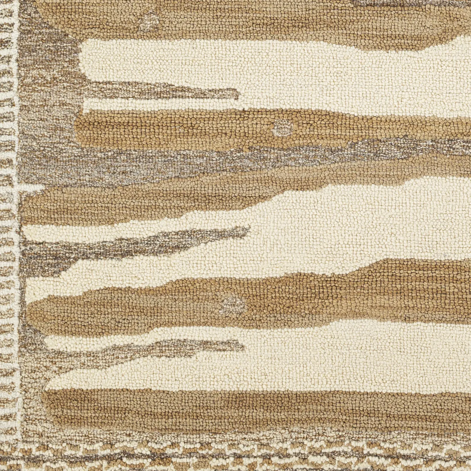 Hand Woven Cherokee Beige and Brown Wool Rug - Image 5