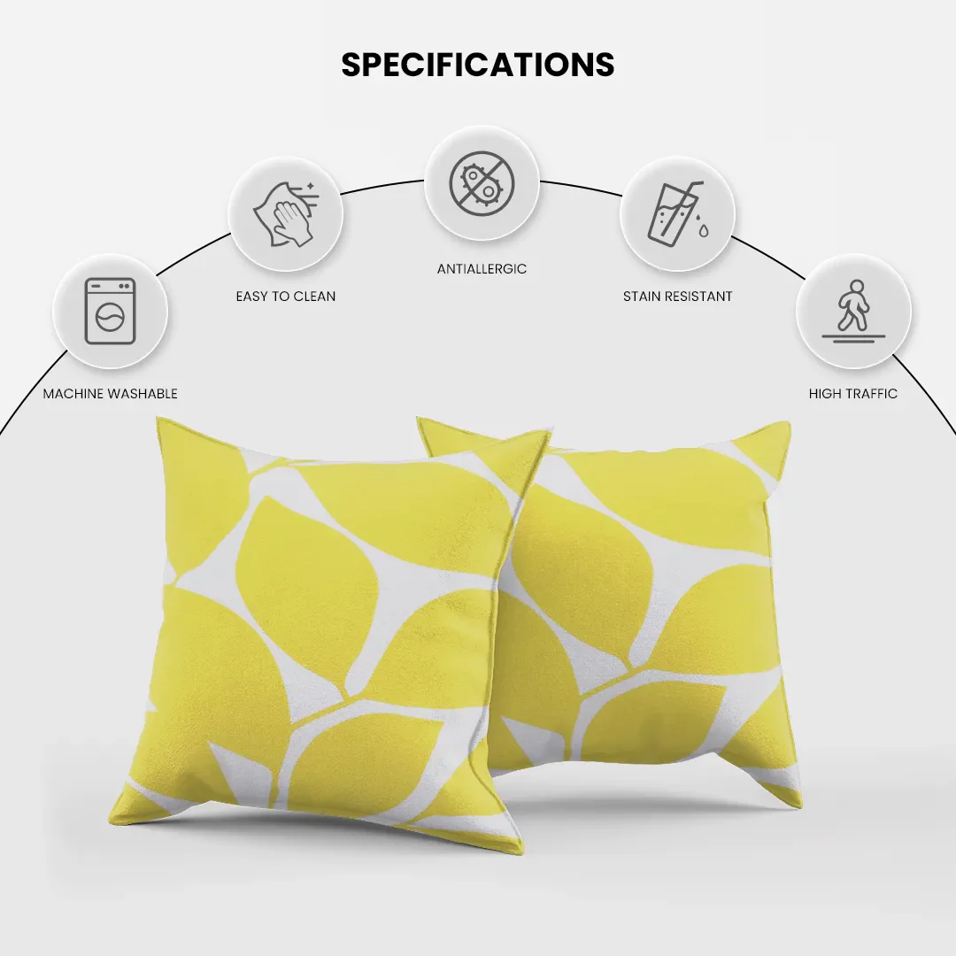 Somerset Cotton Light Gray and Yellow Pillow Cover - Image 3