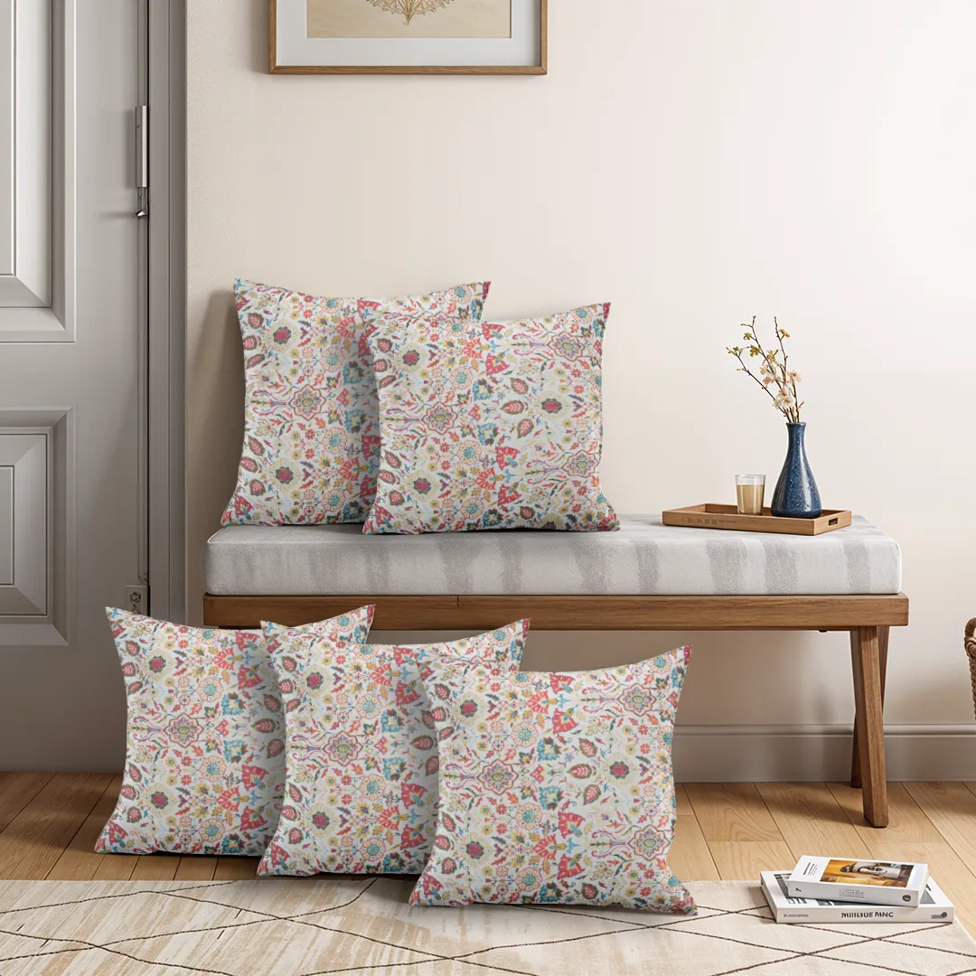Symmetrical Floral and Ornate Design Cushion Covers - Image 4