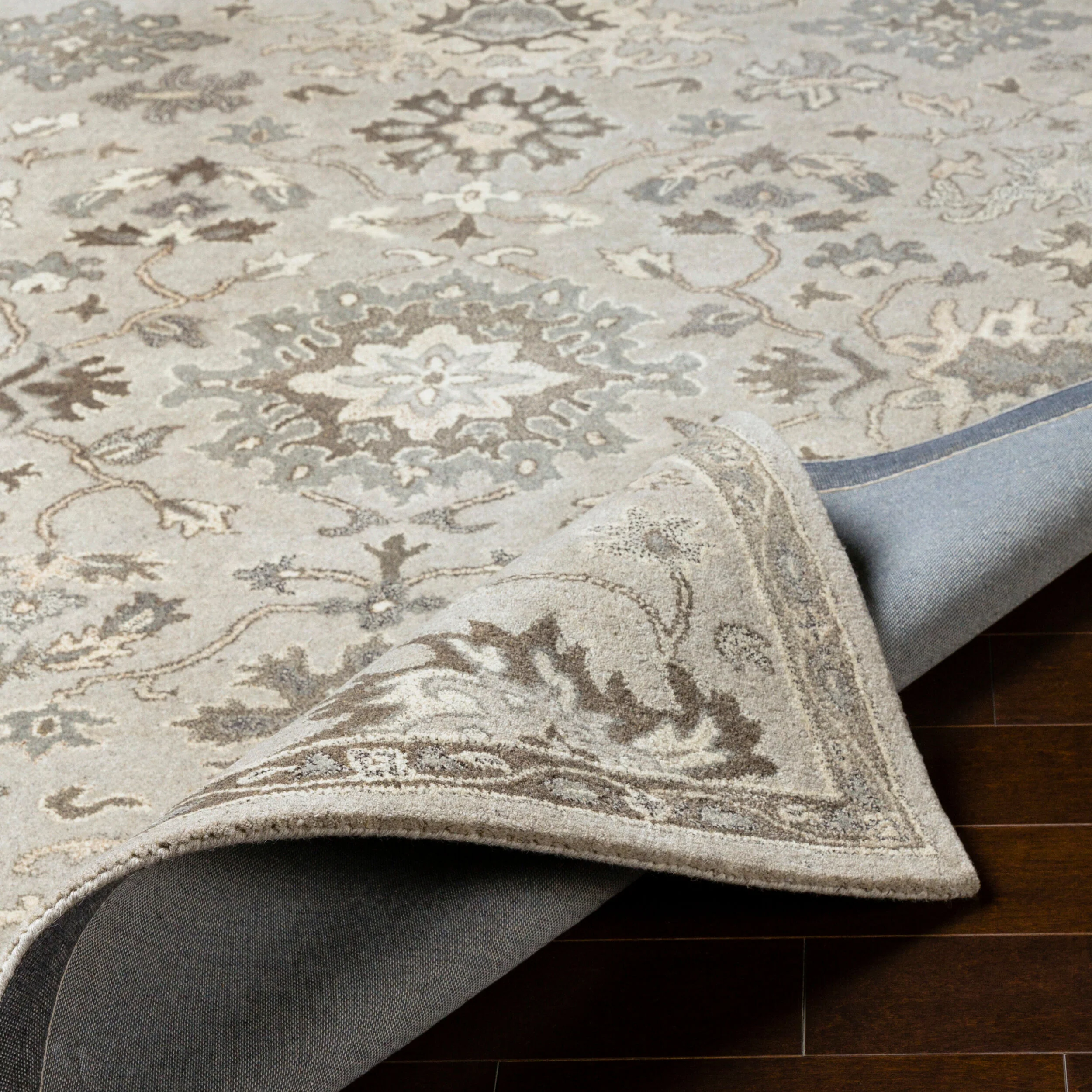 The Caesar Hand-Tufted Wool Rug in Charcoal, Traditional Design - Image 4
